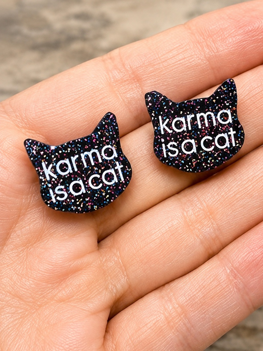 Taylor Swift Karma Is a Cat Glitter Stud Earrings